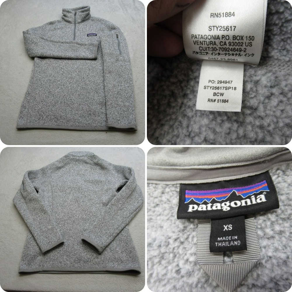 Patagonia Sweatshirt Womens XS Gray Better Sweater 1/4 Zip Fleece Pullover Warm